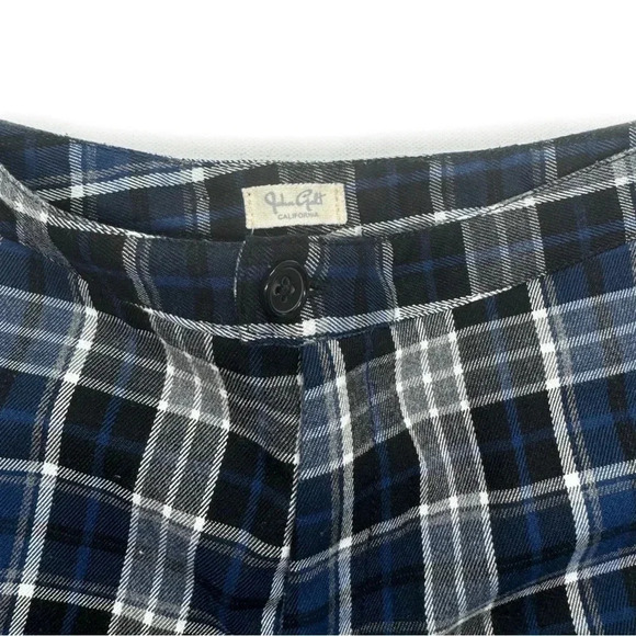 {Brandy Melville} "Tilden" Blue Black White Plaid Wide Leg Trousers Dress Pants - Picture 6 of 7